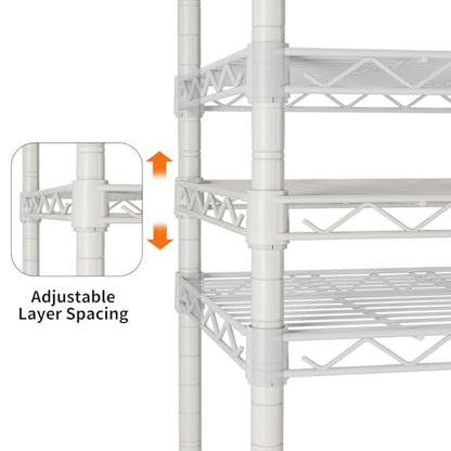 SINGAYE 3 Shelves Storage Shelf Wire Shelving Unit Metal Adjustable Wheels - color: White, size: 3Tier/11.5"D X 17.5"W X 30.5"H