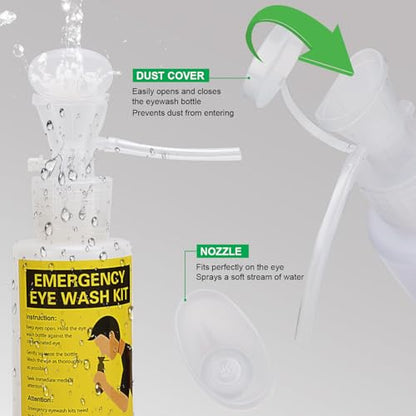 Portable Eyewash Station Kit OSHA-Approved - Yeipower Emergency First Aid Eye Wash Flush Bottles Wall Mounted 16oz No Solution 2 Pcs - color: 2 Pcs
