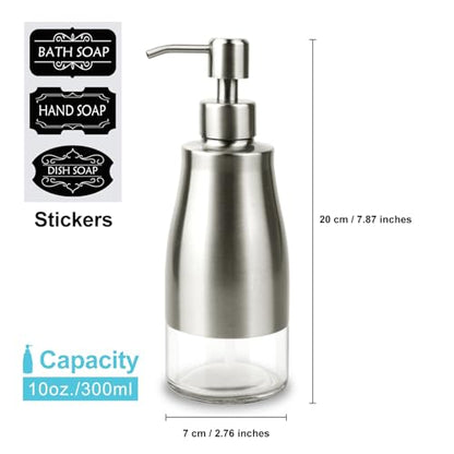 AUMIO 2-Pack Soap Dispenser Set, Brushed Nickel & Black with Glass Liner - color: Matte Black & Silver