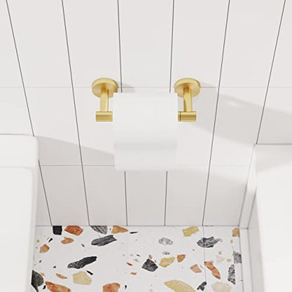 RARXTR Gold Toilet Paper Holder SUS304 Stainless Steel Double Post Pivoting Toilet Paper Roll Holder Wall Mounted Toilet Tissue Holder for Commercial Bathroom RV Brushed Brass Finish - color: Brushed Gold