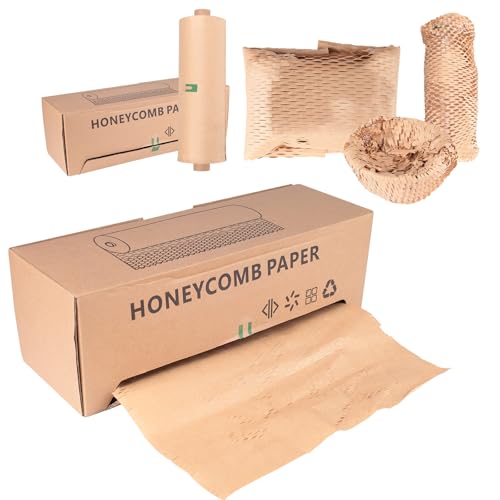 Eco-Friendly Honeycomb Packing Paper - 15" x 500' with Easy Dispense Box, 100% Recyclable Kraft Material, Ideal for E-Commerce, Moving, and Small Business Shipping