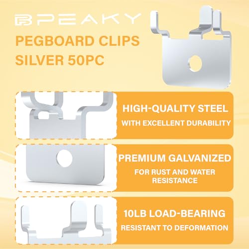 50 PC Prong Metal Pegboard Hooks Silver - color: Silver
