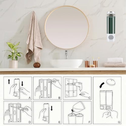 10oz/300ml Single Manual Wall Mounted Soap Dispenser, Silver & White - color: White & Silver