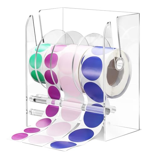 Qilery Sticker Holder Organizer Dispenser Acrylic Roll Label,4 Disks - style: 4 Disks