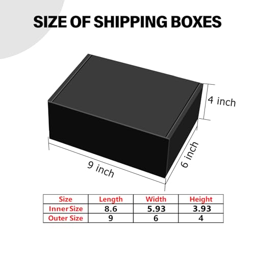 BoShahai 30 Pack 9x6x4 inch Black Shipping Boxes, Corrugated Cardboard - size: Black 9*6*4 Inch