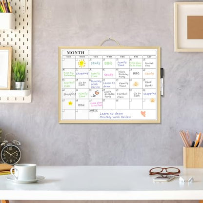 MaxGear Monthly Calendar Whiteboard, Magnetic Double-Sided Board, 16" x 12" - style: Golden Monthly