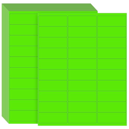 Geyee 1800 Pcs Neon Colored Address Label 1''x2-5/8'' Printable, Green - color: Fluorescent Green