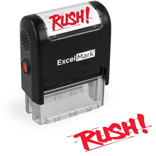 ExcelMark Rush Self Inking Rubber Stamp - Red Ink - color: Rush