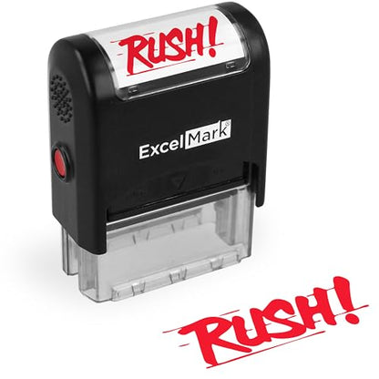 ExcelMark Rush Self Inking Rubber Stamp - Red Ink - color: Rush