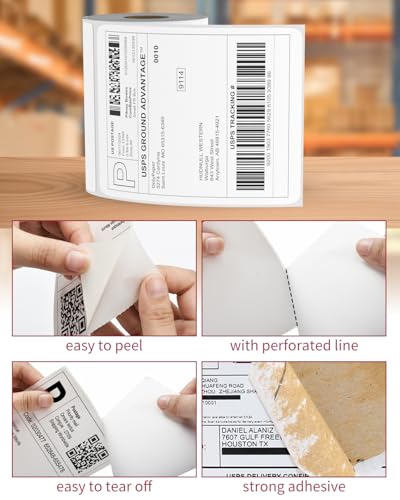 Direct Thermal Shipping Labels - 500 4x6 Thermal Labels Roll - Perforated and Strong Adhesive, 250 Labels per Roll, 2 Rolls - Commercial Grade Thermal Printer Label - size: 4" x 6", style: 2 Rolls