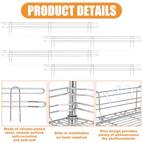 MorningRo 4 Pcs Silver Chrome Wire Shelf Ledge, 48" L x 4" H - color: Silver, size: 48" L X 4" H