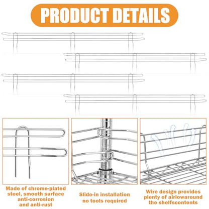 MorningRo 4 Pcs Silver Chrome Wire Shelf Ledge, 48" L x 4" H - color: Silver, size: 48" L X 4" H