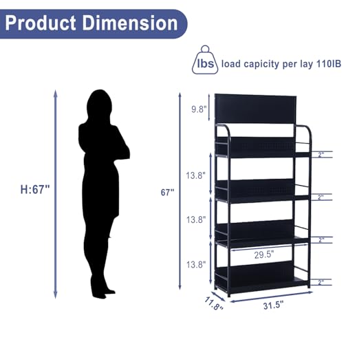 31.4"W x 67"H 4-Tier Retail Store Display Shelves for Supermarkets