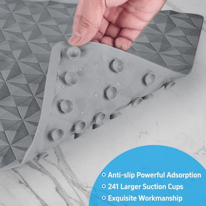 Non Slip Bathtub Mat for Bath Tub Shower - 268 Vacuum Suction Cups - color: Gray, size: 35" x 17" (Rectangular)