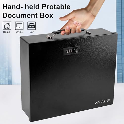 Fireproof Document Box with Combination Lock & Fireproof Money Bag, Large Safe Storage Box for Valuables, Fireproof Box for Documents,Passport, Cash 13.2''x 11''x4.1", Black