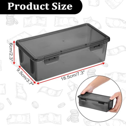 Hipiwe Plastic Cash Money Box Black Currency Tray Organizer with Lid - size: 1 Pcs