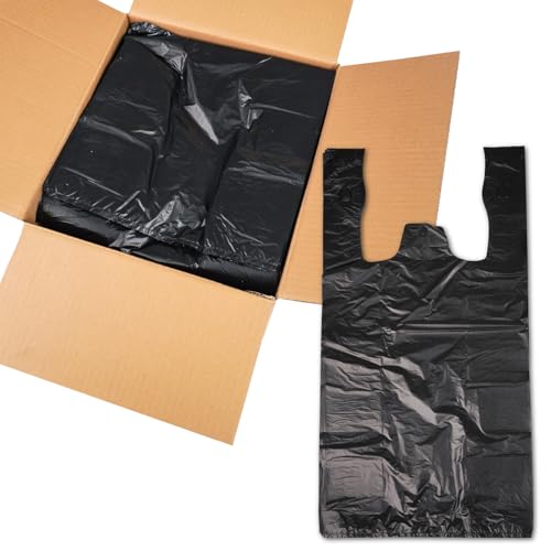 Black T-Shirt Carry-Out - 1000 Pack, Heavy Duty HDPE