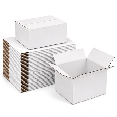 10x8x6 White Shipping Boxes, 25 Pack - size: 10x8x6 Inch