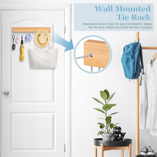 Tie Rack Belt Hanger Wall Mounted Tie Organizer Natural 1 Pack - color: Natural