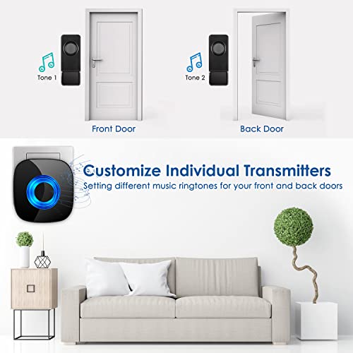 PHYSEN Wireless Doorbell for Large Homes, 1300ft Long Range Door Chime Kit - size: 3 Buttons + 5 Receivers