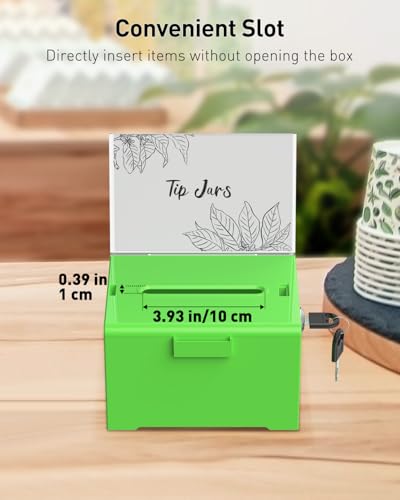 Uniclife 6.2"x 5" x 4" Green Acrylic Donation Box with Lock and Slot - color: Green, size: 1 Pack