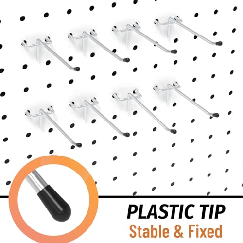 HUHOLE 100 Pack 2 Inch Silver Pegboard Hooks for 1/8 and 1/4 Boards