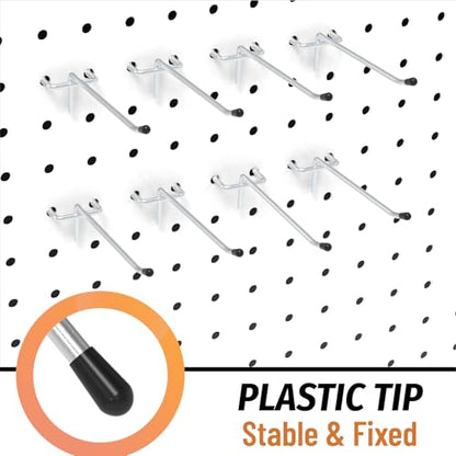 HUHOLE 100 Pack 2 Inch Silver Pegboard Hooks for 1/8 and 1/4 Boards