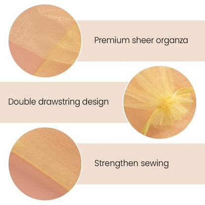 Meowoo 100PCS Organza Bags (3x4inch, Yellow) - color: yellow-3x4in-100p, size: 3x4in