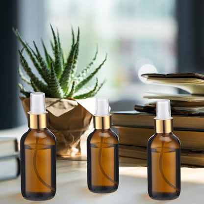 Fumete 2 Pack Glass Spray Bottles 4oz,Amber, Golden Top,Mist Bottle - color: Amber, Golden Top, style: Mist Bottle