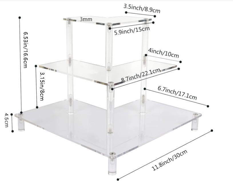 Gonice Display Riser, 3 Tier Acrylic Display Stand for Desk