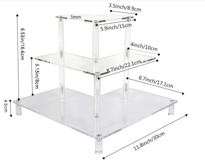 Gonice Display Riser, 3 Tier Acrylic Display Stand for Desk