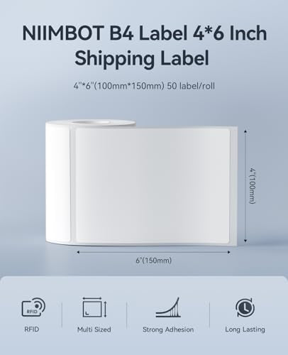 NIIMBOT 4×6'' Shipping Labels Only for NIIMBOT B4 Label Printer - size: 4" x 6"