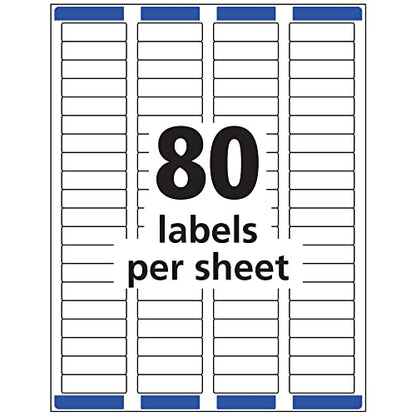 Avery® Printable Return Address Labels, Sure Feed® Technology, 0.5" x 1.75", Matte Clear, 800 Blank Mailing Labels (15667) - size: 1/2 inch × 1-3/4 inch (Single Pack), style: 800 labels