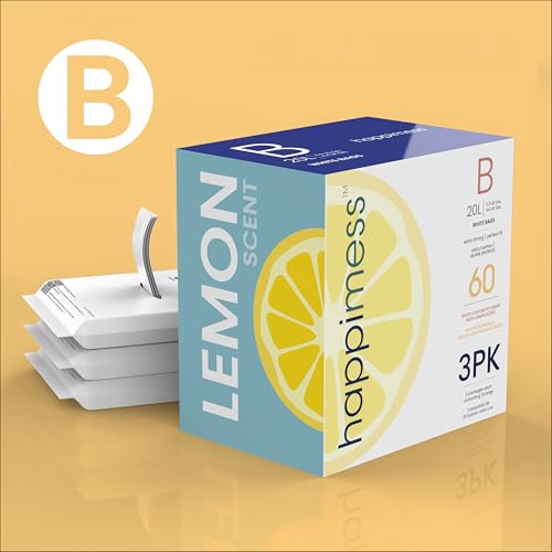 happimess 20-Count Lemon Scented 5.3 Gal Trash Bags, White, Pack of 2 - color: White (Lemon Scented), size: 40 Count (Pack of 1)
