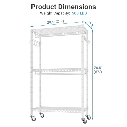 VIPEK R2 Medium Clothes rack for Hanging Clothes Rolling Closet System - color: White, size: R2 Medium