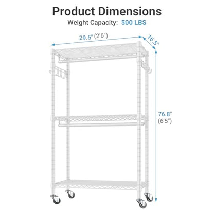 VIPEK R2 Medium Clothes rack for Hanging Clothes Rolling Closet System - color: White, size: R2 Medium