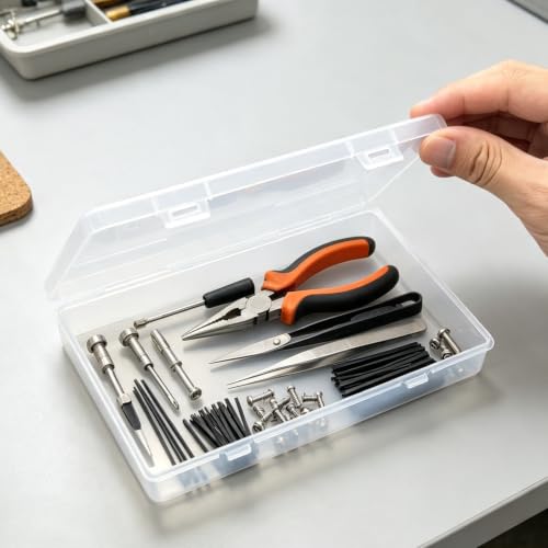 Goodma 6 Pieces Rectangular Empty Mini Clear Plastic Organizer Box - size: 180 x 110 x 30 mm
