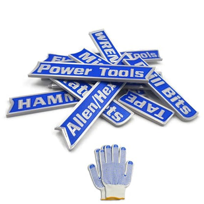 12 Pack Magnetic Tool Box Labels, Toolbox Magnets for Organization - color: Blue