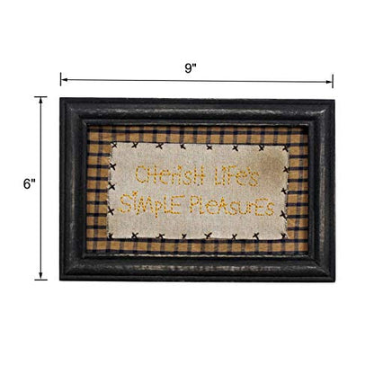 CVHOMEDECO. Primitives Antique Cherish Life's Simple Pleasures Stitchery Frame Wall Mounted Hanging Decor Art, 9 x 6 Inch - color: Cherish Life's Simple Pleasures