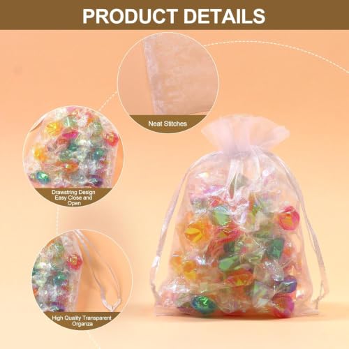 SumDirect 50Pcs 4x6 inches Sheer Organza Bags Jewelry Drawstring Pouches Wedding Party Christmas Favor Gift Bags - size: 50PCS