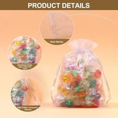 SumDirect 50Pcs 4x6 inches Sheer Organza Bags Jewelry Drawstring Pouches Wedding Party Christmas Favor Gift Bags - size: 50PCS