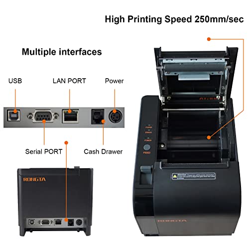 Rongta 80mm Thermal POS Receipt Printer Black - color: Black