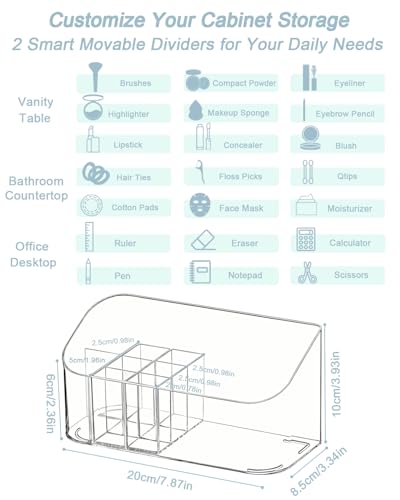 Makeup Tray Holder Organizer Cosmetic Display Case Tabletop Desktop Vanity Countertop Bathroom Wall Cabinet Medicine Storage Box 9 Dividers 2 Removable Women Ladies Girls Gifts Crystal Clear 1 PACK - color: Crystal Clear