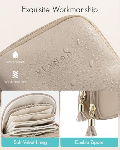 VLANDO 2-Layer Travel Jewelry Case for Necklaces,Rings,Earrings - color: Toffee