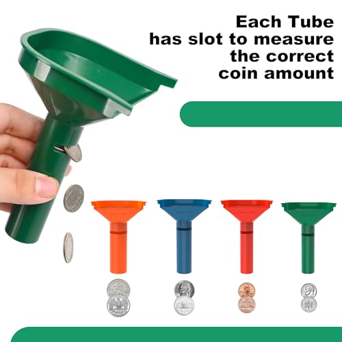 LLIKED Coin Sorter Tray & Tube Set - 4 Trays + 4 Tubes + 100 Wrappers