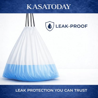 Drawstring Trash Bags, 10 Gallon Everyday Use Garbage Bags, 100ct Extra Strong Leak-Proof Liners for Home & Kitchen, Office Unscented White Heavy Duty (10 Gallon 100 Count)