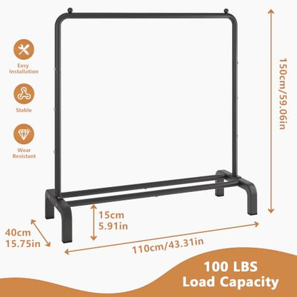 JIUYOTREE Metal Clothing Rack, 43.3 Inches Garment Rack with Bottom Shelf for Hanging Clothes, Coats, Skirts, Shirts, Sweaters, Black (Pack of 2) - color: Black, size: 43.3"W x 15.75"D x 61"H without wheels (Pack of 2)