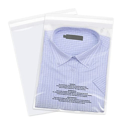 iMailer - 500 Count - 12" x 18" Poly Bags with Suffocation Warning - Clear Plastic Packaging Bags for Clothing, T-Shirts - Resealable Adhesive, Not Strong - size: 12" x 18", style: Resealable Glue