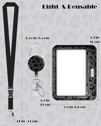 Uniclife Fashionable Sliding Badge Holder Horizontal Leopard with Reel - color: Black Leopard Print-horizontal