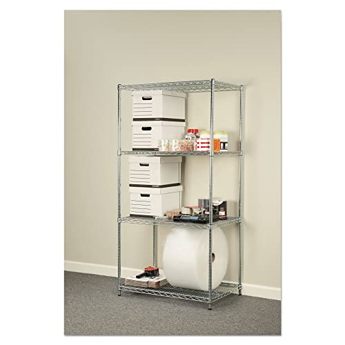 Alera ALESW503624SR Industrial Heavy Duty Wire Shelving Starter Kit, 4-Shelf, 36w x 24d x 72h, Silver - color: Silver, size: 36w x 24d x 72h